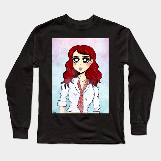 90's Anime Roberta Pardo Rey Long Sleeve T-Shirt by Designs by Lita